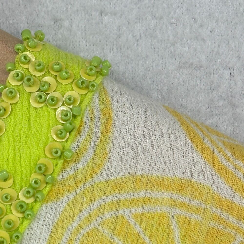 Sigrid Olsen Top S Lemon Print Crinkle Gauze V-Ne… - image 8
